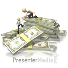 business men climbing money